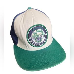 Vintage 1980’s NBA Dallas Mavericks New Era Blue, White Shadow Snapback Hat Rare